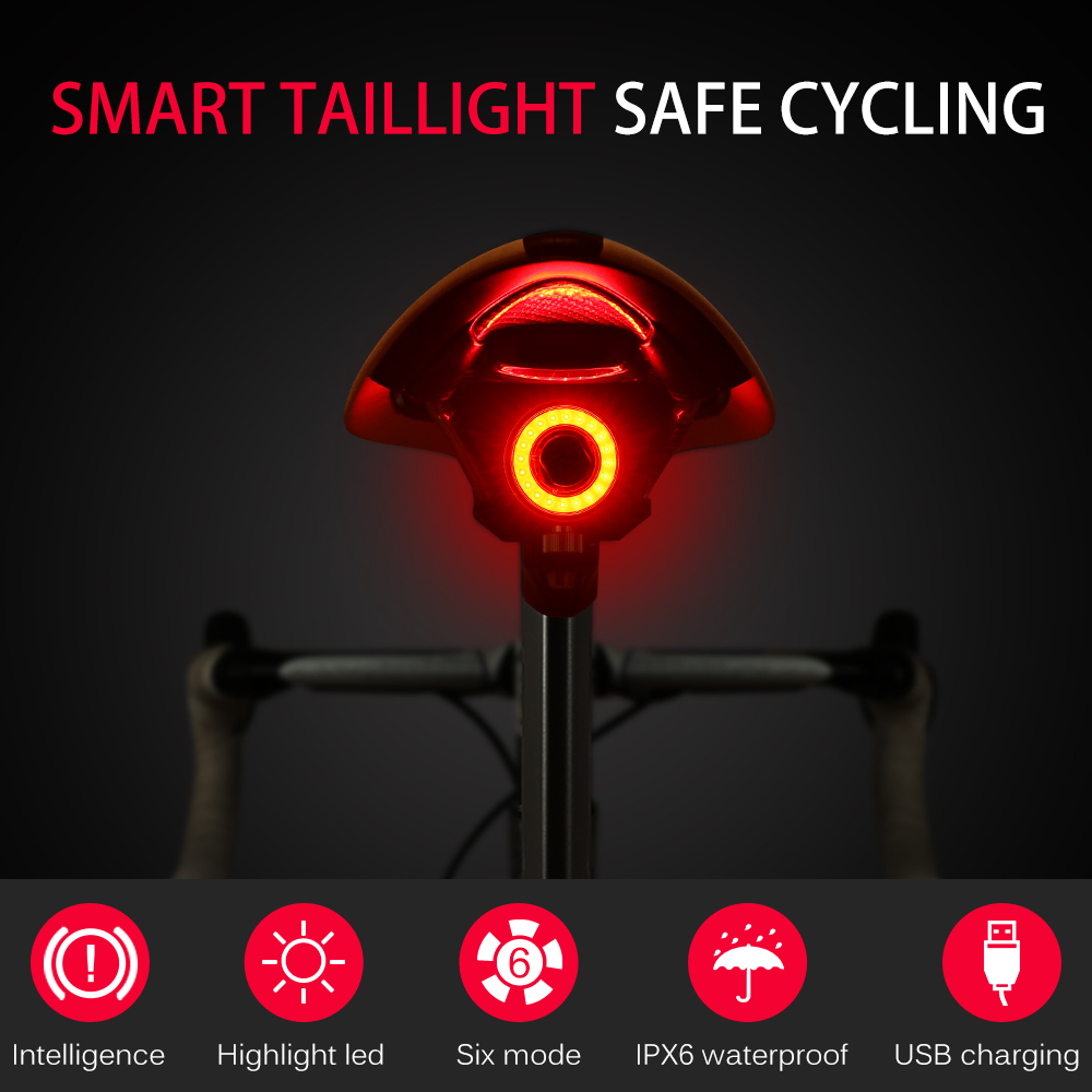 LED Rücklicht Fahrradbeleuchtung Fahrradlicht Bremsinduktion Bremslicht IPX6 USB 